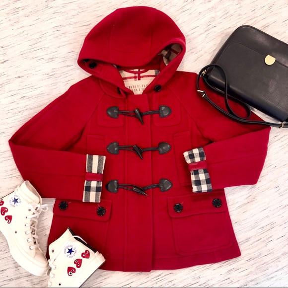 Burberry Brit Wool Duffle Coat- Red Size US 2 - Picture 5 of 8